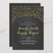 金ゴールドグリッター紙吹雪シャルボードリハーサル夕食 招待状 (正面/裏面)