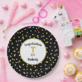 金ゴールドグリッター紙吹雪ナース卒業パーティーの装飾 ペーパープレート (パーティー)