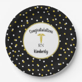 金ゴールドグリッター紙吹雪ナース卒業パーティーの装飾 ペーパープレート (正面)