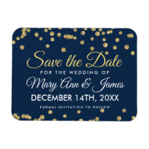 金ゴールドグリッター紙吹雪ネイビーウェディング日付を保存