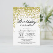 金ゴールドグリッター紙吹雪バースデーパーティ招待状 招待状 (スタンド正面)