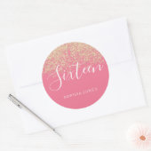 金ゴールドグリッター紙吹雪ピンクスウィート16誕生日パーティー ラウンドシール (封筒)