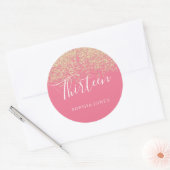 金ゴールドグリッター紙吹雪ピンク13th誕生日パーティー ラウンドシール (封筒)