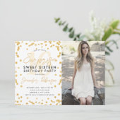 金ゴールドグリッター紙吹雪フォトサプライズSweet 16 招待状 (スタンド正面)