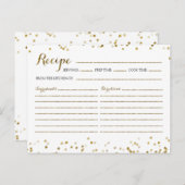 金ゴールドグリッター紙吹雪ブライダルシャワーレシピカード インビテーションポストカード (正面/裏面)