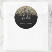 金ゴールドグリッター紙吹雪ブラック10th誕生日パーティー ラウンドシール (バッグ)