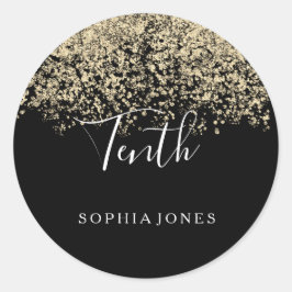 金ゴールドグリッター紙吹雪ブラック10th誕生日パーティー ラウンドシール
