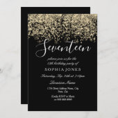 金ゴールドグリッター紙吹雪ブラック17th birthday party 招待状 (正面/裏面)