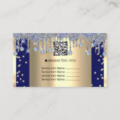 金ゴールドグリッター紙吹雪ブルーネイビードリップフレーム 名刺 (裏面)