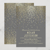 金ゴールドグリッター紙吹雪ヴィンテージブライダルシャワー 招待状 (正面/裏面)