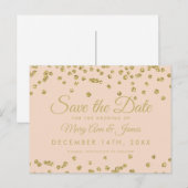 金ゴールドグリッター紙吹雪保存日付赤面バラ 案内ポストカード (正面/裏面)