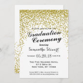 金ゴールドグリッター紙吹雪卒業式招待状 招待状 (正面/裏面)