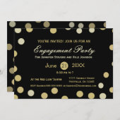 金ゴールドグリッター紙吹雪婚約 招待状 (正面/裏面)