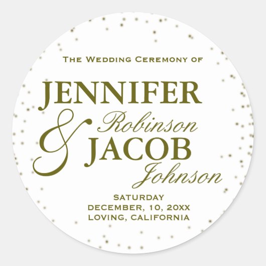 金ゴールドグリッター紙吹雪星 ラウンドシール (正面)