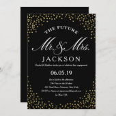 金ゴールドグリッター紙吹雪未来|婚約パーティ 招待状 (正面/裏面)