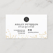 金ゴールドグリッター紙吹雪白黒眉デザイン 名刺 (裏面)