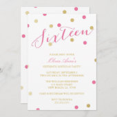 金ゴールドグリッター紙吹雪誕生日招待状 招待状 (正面/裏面)