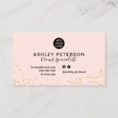 金ゴールドグリッター紙吹雪赤面ピンクアイブローデザイン 名刺 (裏面)