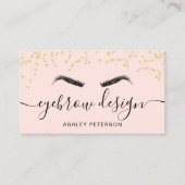 金ゴールドグリッター紙吹雪赤面ピンクアイブローデザイン 名刺 (正面)