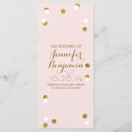 金ゴールドグリッター紙吹雪赤面結婚式プログラム プログラム