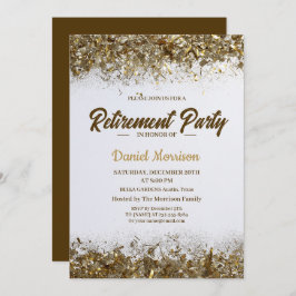 金ゴールドグリッター紙吹雪退職パーティー2024 招待状