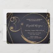 金ゴールドグリッター紙吹雪30th Birthday 招待状 (正面)