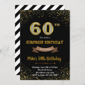 金ゴールドグリッター紙吹雪60歳の誕生日の招待状 招待状 (正面/裏面)
