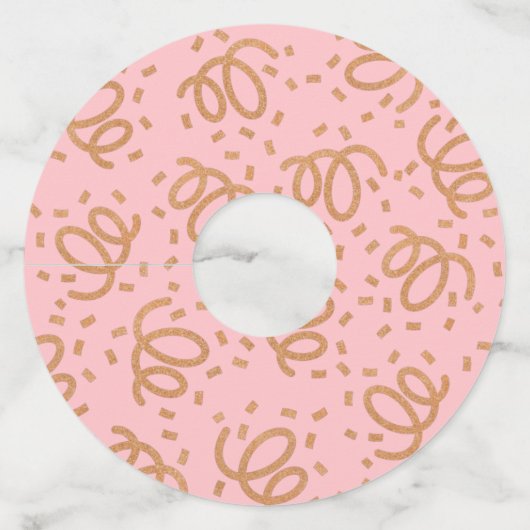 金ゴールドグリッター紙吹雪 ワイングラスタグ (正面)