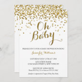 金ゴールドグリッター紙吹雪Ohベビー、ベビーシャワー招待状 招待状 (正面/裏面)