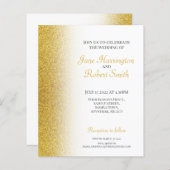 金ゴールドグリッター紙結婚式招待状 (正面/裏面)