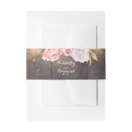 金ゴールドグリッター素朴フローラ結婚 招待状ベリーバンド