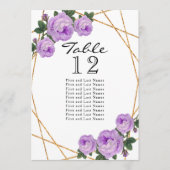 金ゴールドグリッター紫フローラジオテーブルなし座席 案内状 (正面)