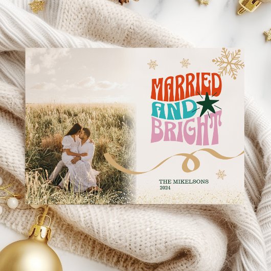 金ゴールドグリッター結婚した写真と明るい新婚 シーズンカード
