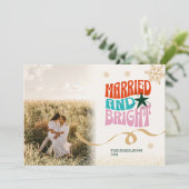 金ゴールドグリッター結婚した写真と明るい新婚 シーズンカード (スタンド正面)