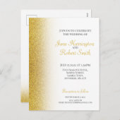 金ゴールドグリッター結婚のはがき招待状 シーズンポストカード (正面/裏面)