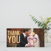 金ゴールドグリッター結婚の感謝フォトカード サンキューカード (スタンド正面)