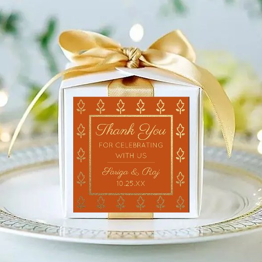 金ゴールドグリッター結婚の花の贈り物 スクエアシール