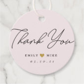 金ゴールドグリッター結婚ハートサンキューピンク フェイバータグ (正面)