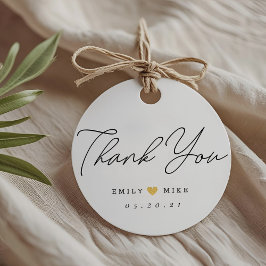 金ゴールドグリッター結婚ハートサンキューラウンド フェイバータグ