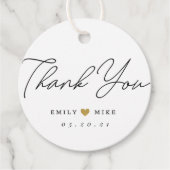 金ゴールドグリッター結婚ハートサンキューラウンド フェイバータグ (正面)