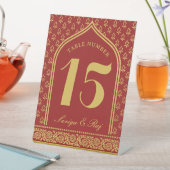 金ゴールドグリッター結婚フラワーのテーブル番号と名前 台座サイン (インサイチュ)