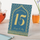 金ゴールドグリッター結婚フラワーのテーブル番号と名前 台座サイン (インサイチュ)