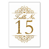 金ゴールドグリッター結婚効果の表番号カード(15) テーブルナンバー (裏面)