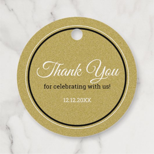 金ゴールドグリッター結婚式の引き出物レットラブスパークル フェイバータグ (裏面)