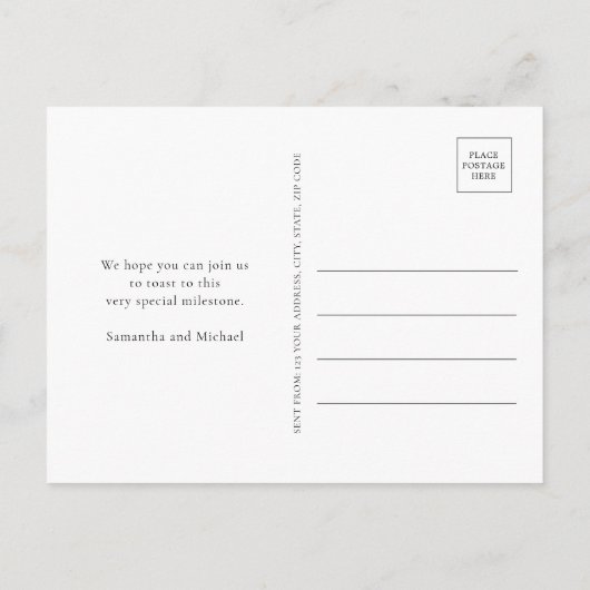 金ゴールドグリッター結婚50周年記念 インビテーションポストカード (裏面)