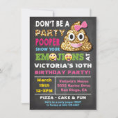 金ゴールドグリッター絵文字パーティーポーパーガール誕生会 招待状 (正面)