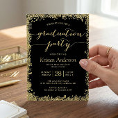 金ゴールドグリッター縁どタイポグラフィ卒業党 招待状