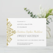 金ゴールドグリッター縁どパーティの招待状 招待状 (スタンド正面)