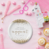 金ゴールドグリッター縁ど名婚約パーティ ペーパープレート (パーティー)