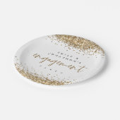 金ゴールドグリッター縁ど名婚約パーティ ペーパープレート (アングル)